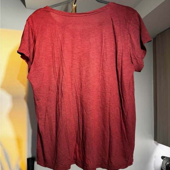 Marine Layer 50% Supima Cotton/50% Modal Scoop Neck Tee in Burgundy Color - Picture 6 of 6